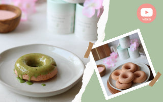 Sakura Cherry Blossom Almond Donuts with Matcha Glaze