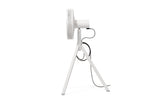 White NatureWind Studio fan from the side on its tripod legs