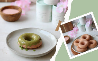 Sakura Cherry Blossom Almond Donuts with Matcha Glaze  (Video Recipe)