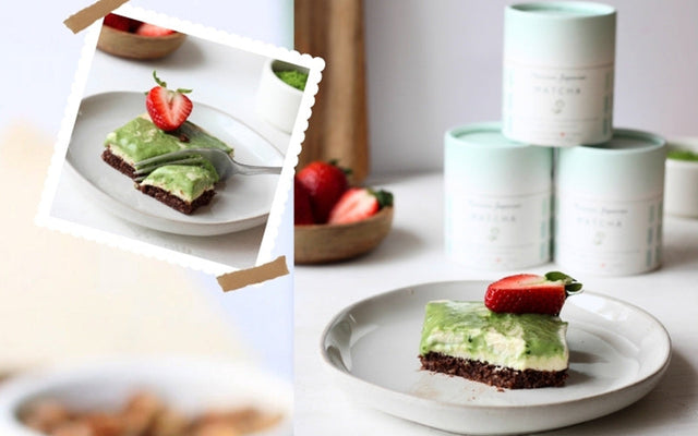 Matcha Chocolate Cheesecake Bars (Video Recipe) - Match(a) Made in Heaven! Show Your Love with Matcha this Valentine