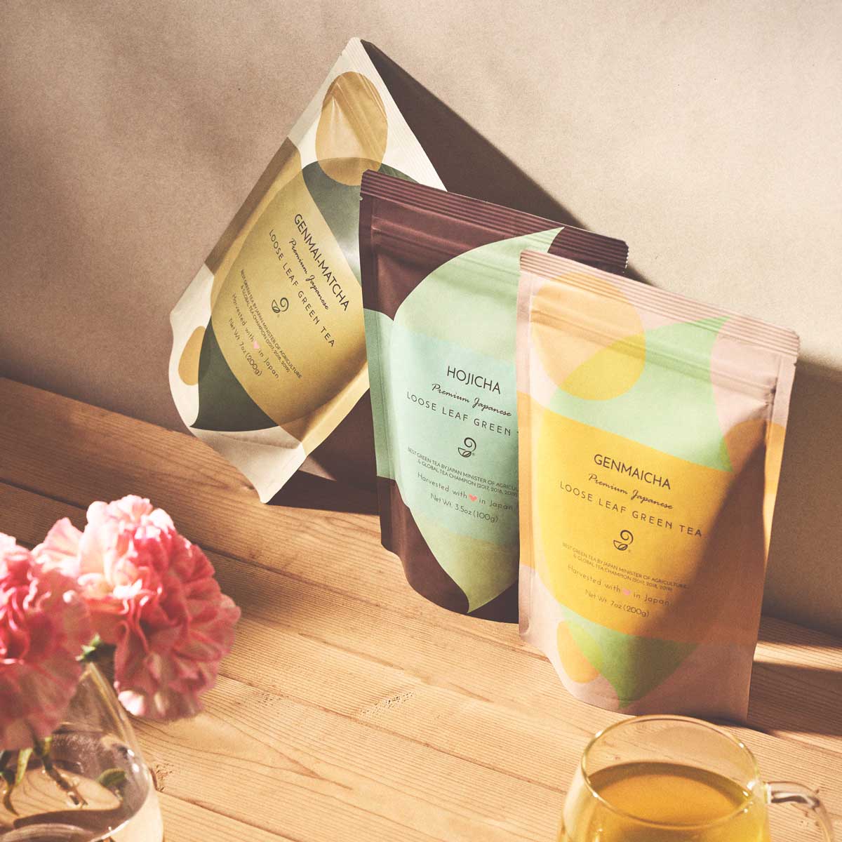 Hojicha Genmaicha Trio Gift Set - Premium Japanese Green Tea Set Package