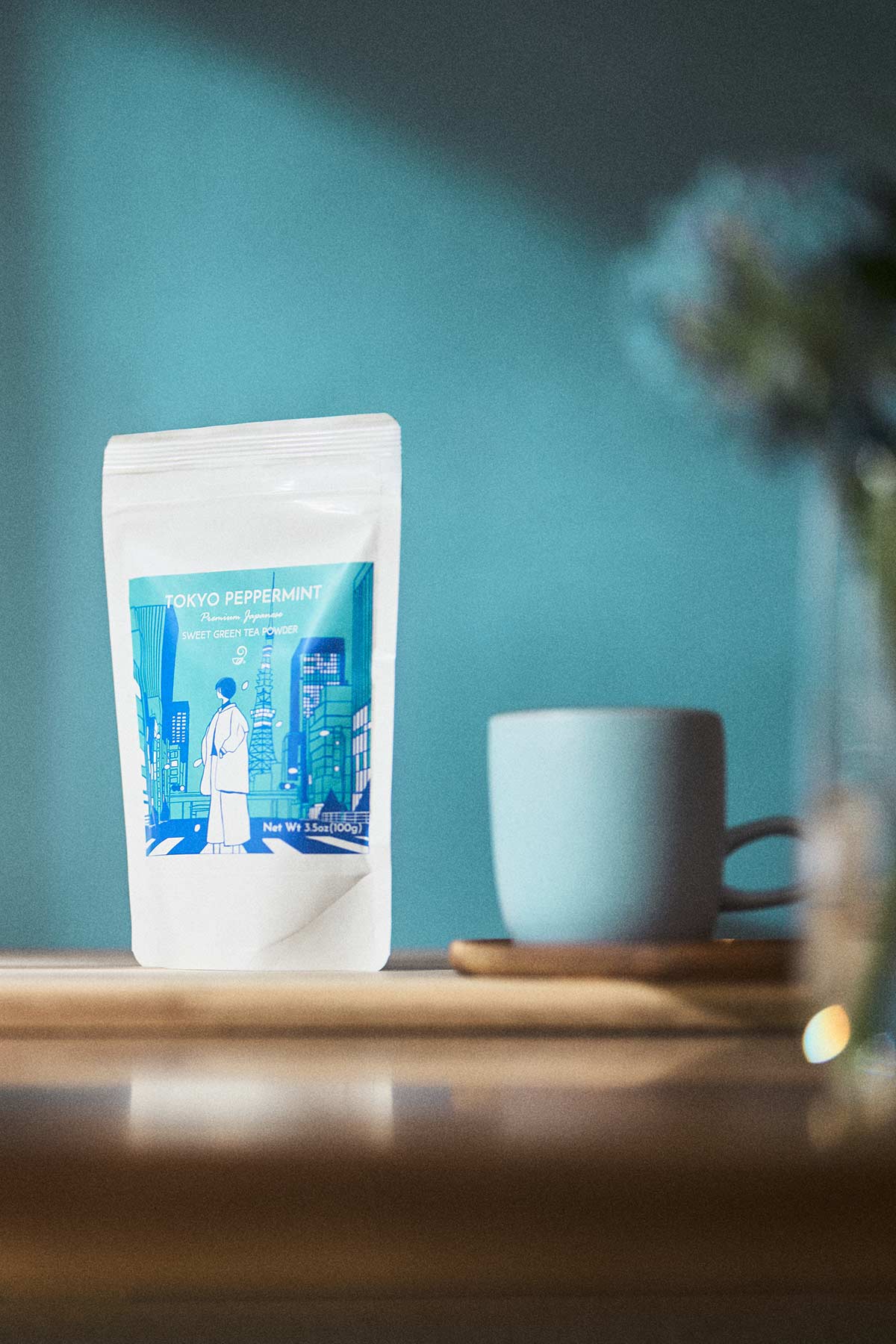 Tokyo Peppermint - Premium Japanese Sweet Green Tea Powder and a mug cup